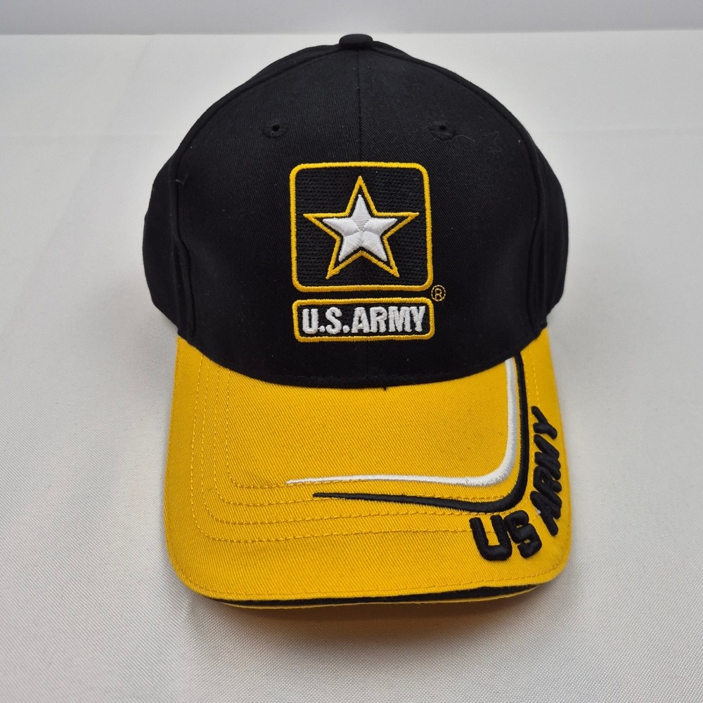 U.S. Army Hat Black Gold Adjustable Strapback Cap Army Strong GoArmy Military
